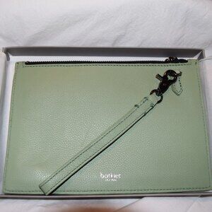 NEW BOTKIER NEW YORK - LIGHT GREEN LEATHER WRISTLET PURSE